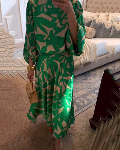 Mia | Damen Zweiteiliges Blumen-Print Laternen-Ärmel Set