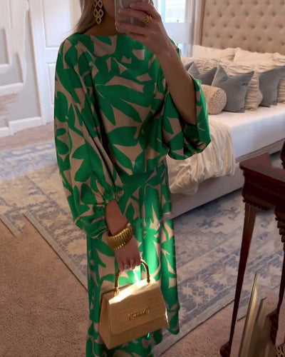 Mia | Damen Zweiteiliges Blumen-Print Laternen-Ärmel Set