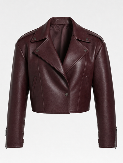 Danbury Faux Leather Jacket in burgundy