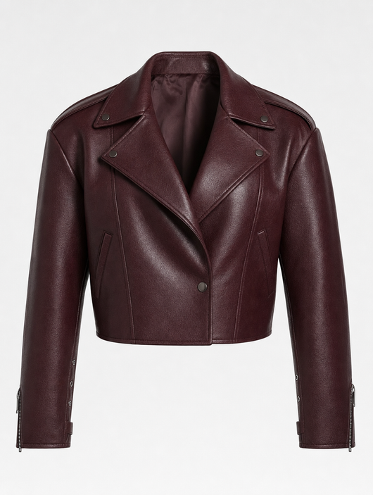 Danbury Faux Leather Jacket in burgundy