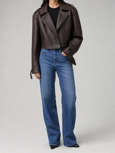 Danbury Faux Leather Jacket worn, front