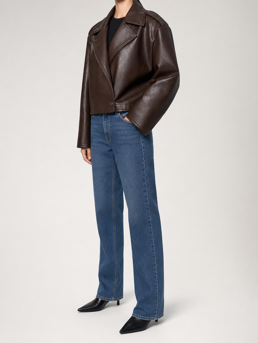Danbury Faux Leather Jacket worn, side