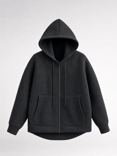 Denby Hooded Zip Jacket in black, product shot