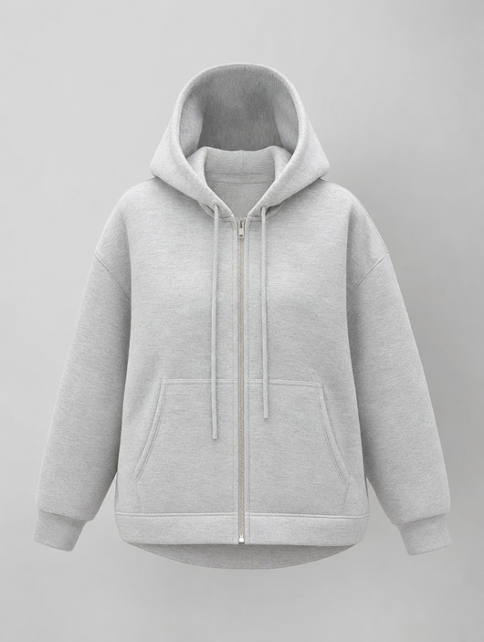 Denby Hooded Zip Jacket in light grey, product shot