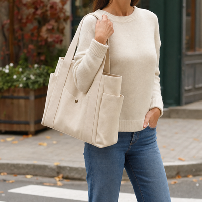 Woman carrying the Denholme Canvas Tote