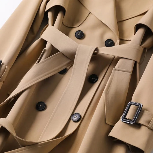 Amira | Damen Klassischer Trenchcoat mit Gürtel für den Winter
