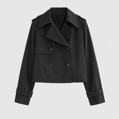 Dorney Vintage Cropped Trench in black, product shot