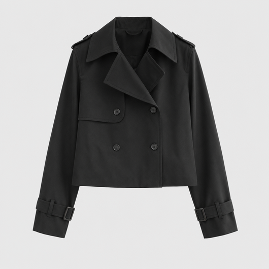 Dorney Vintage Cropped Trench in black, product shot