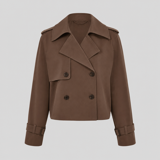 Dorney Vintage Cropped Trench in brown, product shot