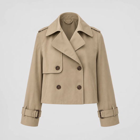 Dorney Vintage Cropped Trench in khaki, product shot