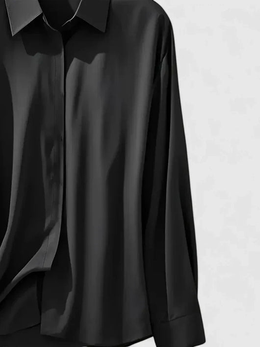 Anja | Damen Satin Knopfleiste Shorts Bluse