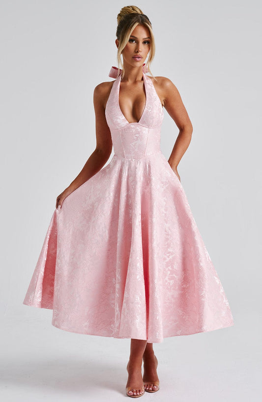 Kerstin | Damen Halter Midi Kleid für Hochzeitsgäste