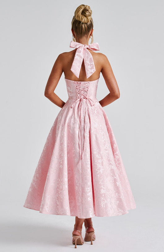 Kerstin | Damen Halter Midi Kleid für Hochzeitsgäste