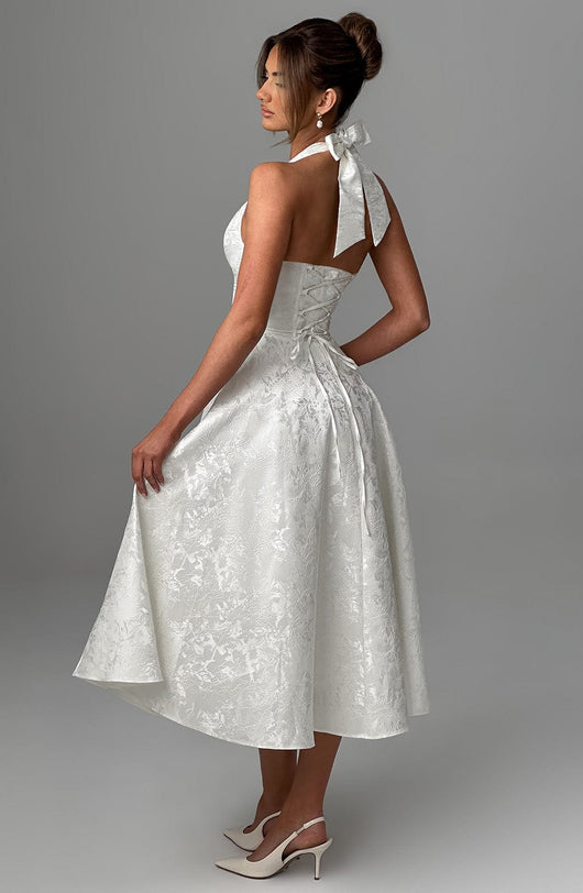 Kerstin | Damen Halter Midi Kleid für Hochzeitsgäste