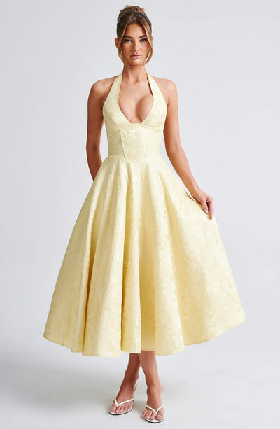 Kerstin | Damen Halter Midi Kleid für Hochzeitsgäste