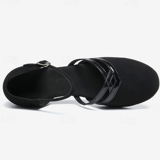 Amelie | Elegante Damen-Tanzschuhe mit Flexsohle Knöchelriemchen Blockabsatz