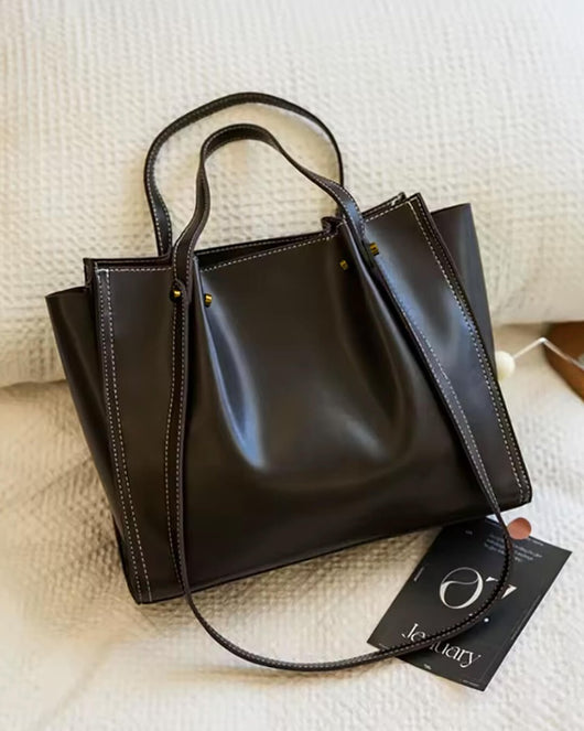 Marie | Elegante Vegane Leder Tote Bag Minimalistische Schultertasche