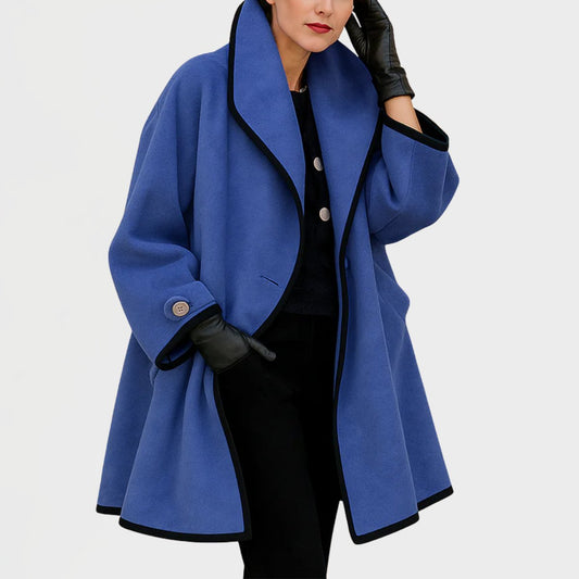 Clara | Eleganter Damen Women Coat mit Kontrastkanten Knopfverschluss