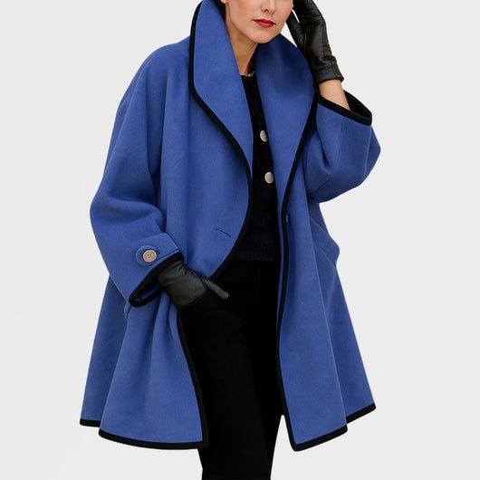 Clara | Eleganter Damen Women Coat mit Kontrastkanten Knopfverschluss
