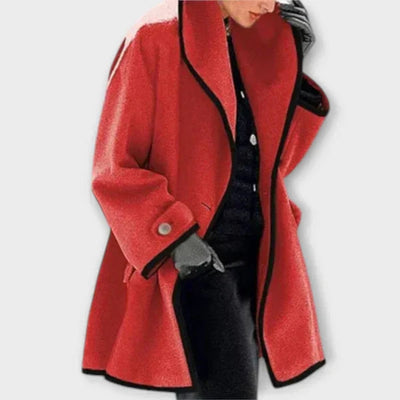 Clara | Eleganter Damen Women Coat mit Kontrastkanten Knopfverschluss