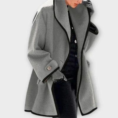 Clara | Eleganter Damen Women Coat mit Kontrastkanten Knopfverschluss