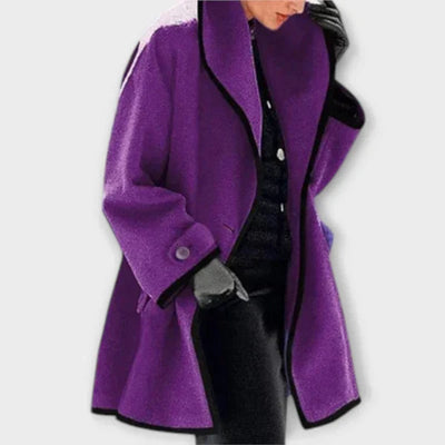 Clara | Eleganter Damen Women Coat mit Kontrastkanten Knopfverschluss