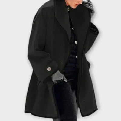 Clara | Eleganter Damen Women Coat mit Kontrastkanten Knopfverschluss