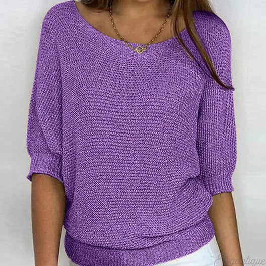 Mia | Eleganter Pullover Damen Lockerer Strickpullover Rundhals