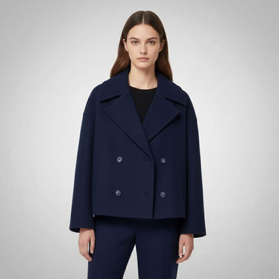 Lena | Eleganter Woll-Kurzmantel für Damen Zweireihig Oversized