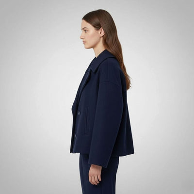 Lena | Eleganter Woll-Kurzmantel für Damen Zweireihig Oversized