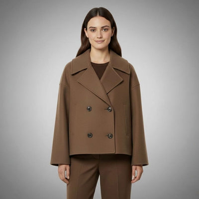 Lena | Eleganter Woll-Kurzmantel für Damen Zweireihig Oversized