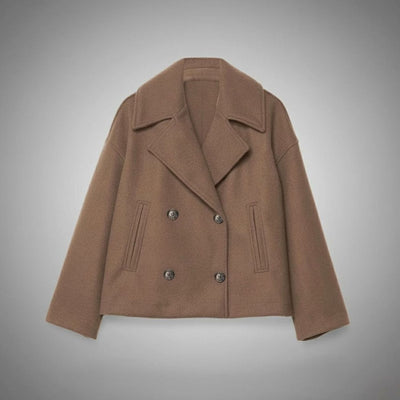 Lena | Eleganter Woll-Kurzmantel für Damen Zweireihig Oversized