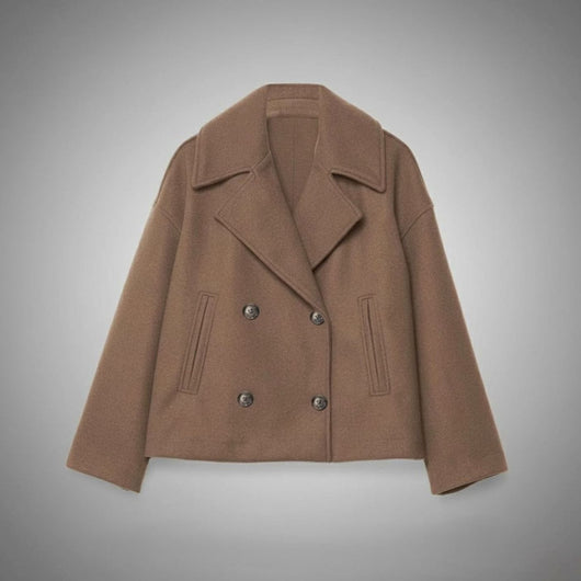 Lena | Eleganter Woll-Kurzmantel für Damen Zweireihig Oversized