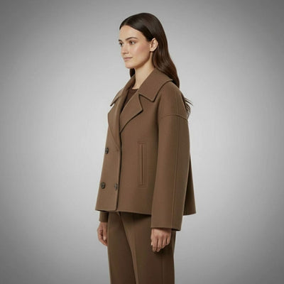 Lena | Eleganter Woll-Kurzmantel für Damen Zweireihig Oversized