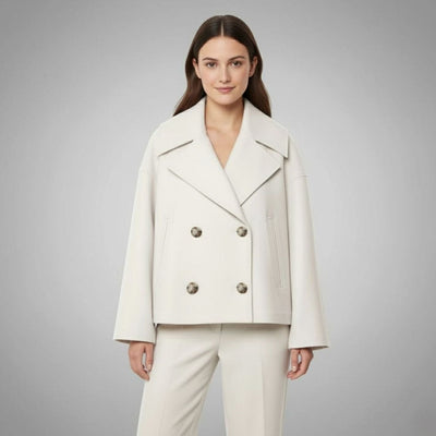Lena | Eleganter Woll-Kurzmantel für Damen Zweireihig Oversized