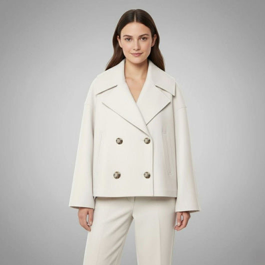 Lena | Eleganter Woll-Kurzmantel für Damen Zweireihig Oversized