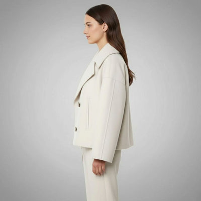 Lena | Eleganter Woll-Kurzmantel für Damen Zweireihig Oversized