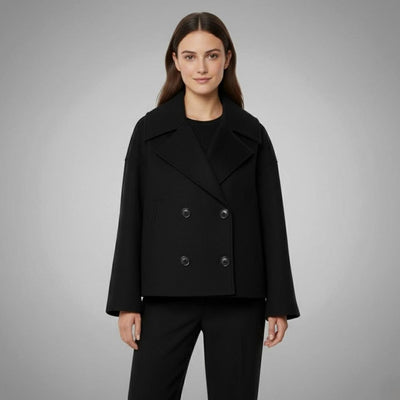 Lena | Eleganter Woll-Kurzmantel für Damen Zweireihig Oversized