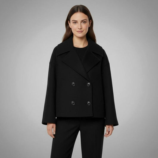 Lena | Eleganter Woll-Kurzmantel für Damen Zweireihig Oversized