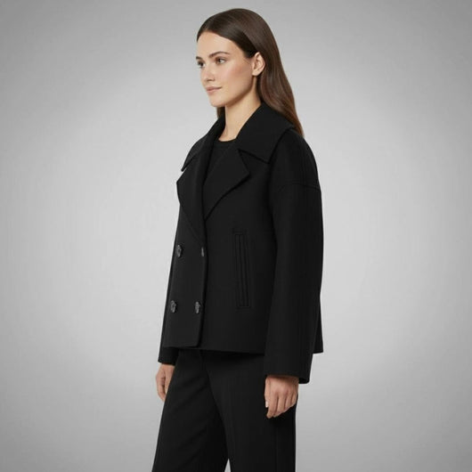 Lena | Eleganter Woll-Kurzmantel für Damen Zweireihig Oversized