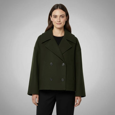 Lena | Eleganter Woll-Kurzmantel für Damen Zweireihig Oversized