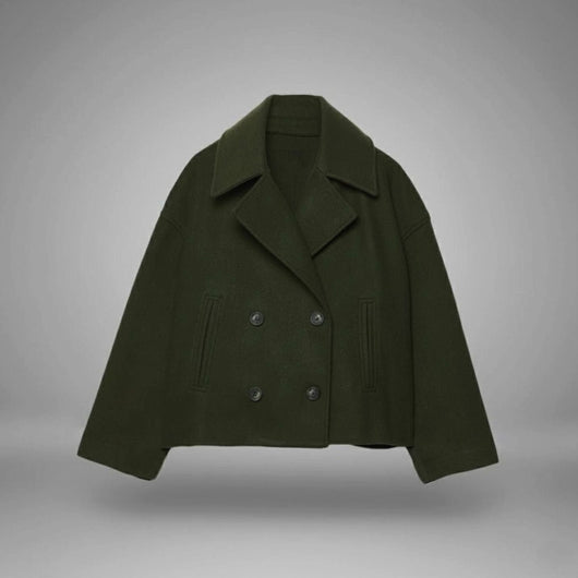 Lena | Eleganter Woll-Kurzmantel für Damen Zweireihig Oversized