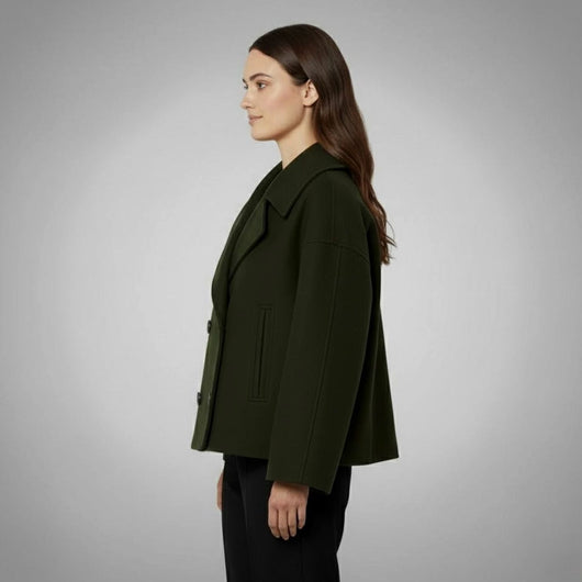 Lena | Eleganter Woll-Kurzmantel für Damen Zweireihig Oversized
