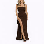 Johanna | Elegantes Maxi-Kleid für Hochzeitsgäste im Herbst mit Beinschlitz