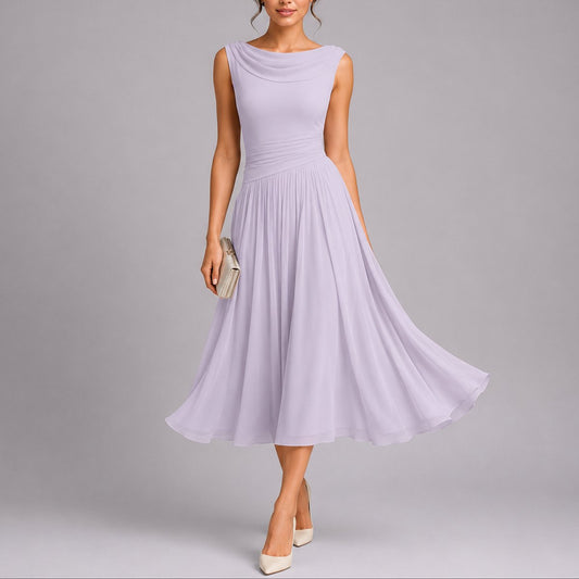 Elfriede | Elegantes Plissee-Midi-Kleid für Hochzeitsgäste im Herbst