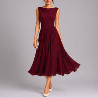 Elfriede | Elegantes Plissee-Midi-Kleid für Hochzeitsgäste im Herbst