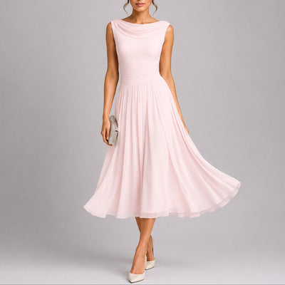 Elfriede | Elegantes Plissee-Midi-Kleid für Hochzeitsgäste im Herbst