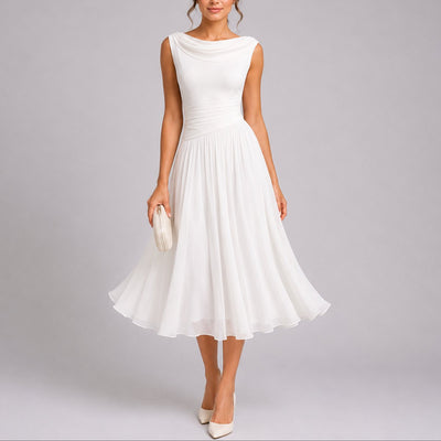 Elfriede | Elegantes Plissee-Midi-Kleid für Hochzeitsgäste im Herbst