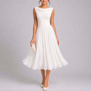 Elfriede | Elegantes Plissee-Midi-Kleid für Hochzeitsgäste im Herbst