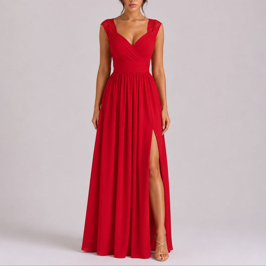Amelie | Elegantes Spitzen-Maxi-Kleid für Hochzeitsgäste im Herbst
